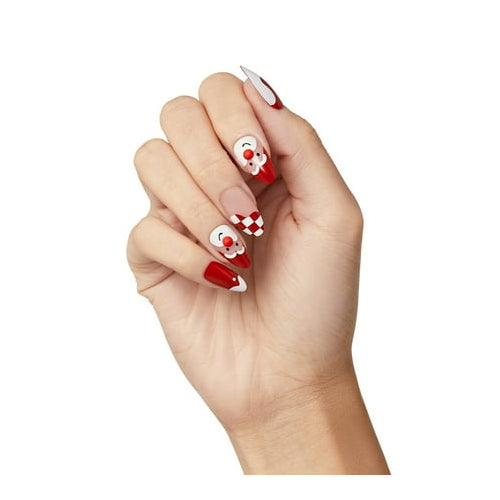KISS Voguish Fantasy Holiday Press-On Nails, Melting, Red, Medium Length, Almond Shaped, 28 Ct.