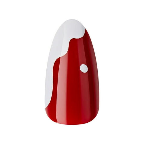 KISS Voguish Fantasy Holiday Press-On Nails, Melting, Red, Medium Length, Almond Shaped, 28 Ct.