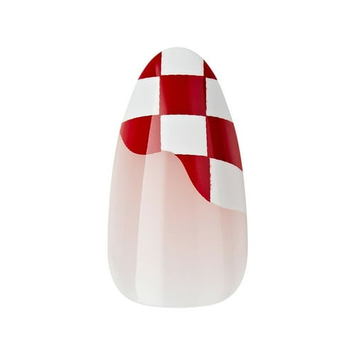 KISS Voguish Fantasy Holiday Press-On Nails, Melting, Red, Medium Length, Almond Shaped, 28 Ct.