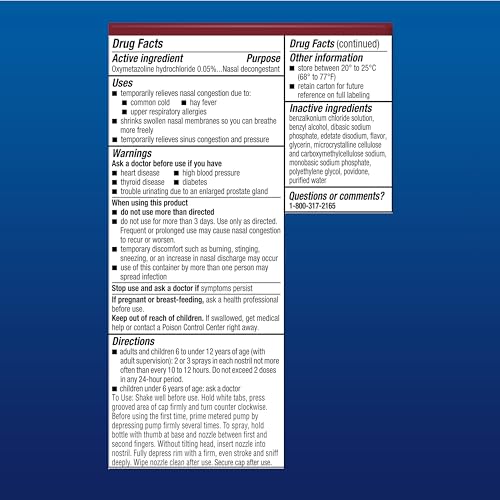 Afrin No Drip Night Pump Nasal Mist - Fast and Powerful Relief from Nasal Congestion, Chamomile, 0.5 Fl Oz (Pack of 1)