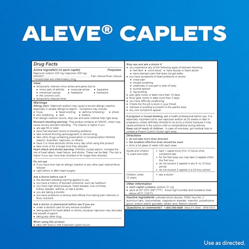 Aleve Pain Relief Naproxen Sodium Caplets ‐ 24 Count