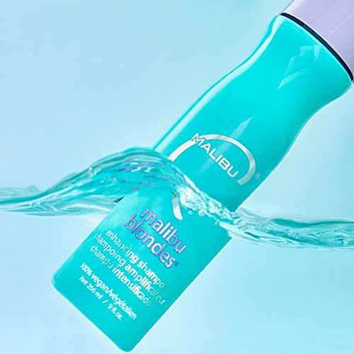 Malibu C Blondes Enhancing Shampoo - Sulfate-Free Purple Shampoo for Blondes - Helps Preserve Highlights & Remove Brassiness - Moisturizing & Revitalizing Hair Care (9 oz)
