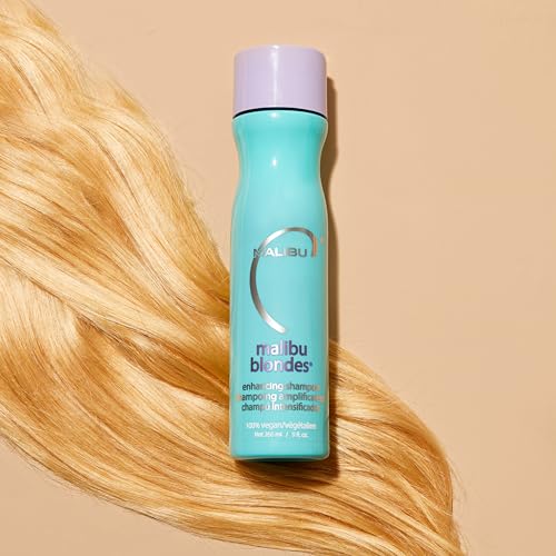 Malibu C Blondes Enhancing Shampoo - Sulfate-Free Purple Shampoo for Blondes - Helps Preserve Highlights & Remove Brassiness - Moisturizing & Revitalizing Hair Care (9 oz)