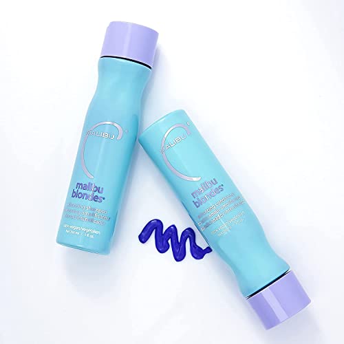 Malibu C Blondes Enhancing Shampoo - Sulfate-Free Purple Shampoo for Blondes - Helps Preserve Highlights & Remove Brassiness - Moisturizing & Revitalizing Hair Care (9 oz)