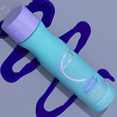 Malibu C Blondes Enhancing Shampoo - Sulfate-Free Purple Shampoo for Blondes - Helps Preserve Highlights & Remove Brassiness - Moisturizing & Revitalizing Hair Care (9 oz)