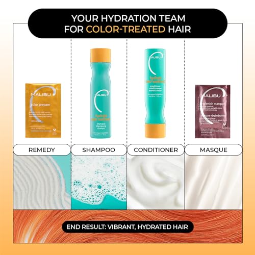 Malibu C Hydrate Color Wellness Shampoo - Shampoo for Color Treated Hair and Fights Fade - Sulfate Free + Gentle Cleansing Hair Care (9 oz)