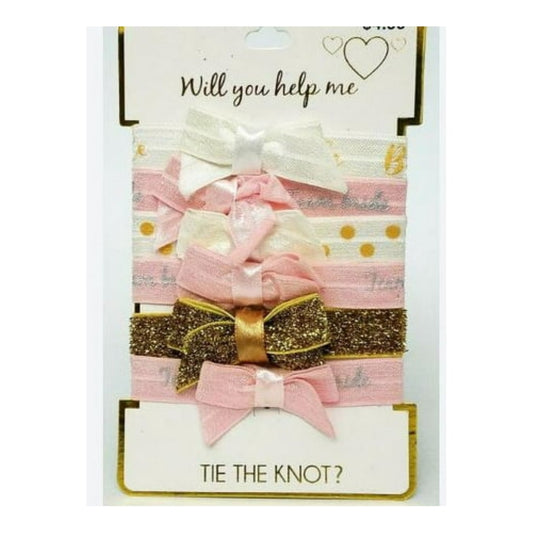 Bride Wedding Shower Bridal Hair Ties Bows, 6 Each