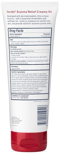 CeraVe Eczema Relief Creamy Body Oil, Eczema Calming Cream With Colloidal Oatmeal & Safflower Oil For Dry Skin & Itchy Skin Relief, Steroid Free & Paraben Free, 8 Ounce