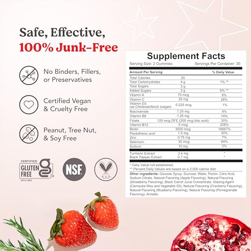 HAIRtamin Vegan Gummy Stars Hair Vitamins | Non-GMO | All Natural Biotin Hair Vitamin Gummies to Maintain Healthy Hair Skin & Nails | Multivitamin Supplement