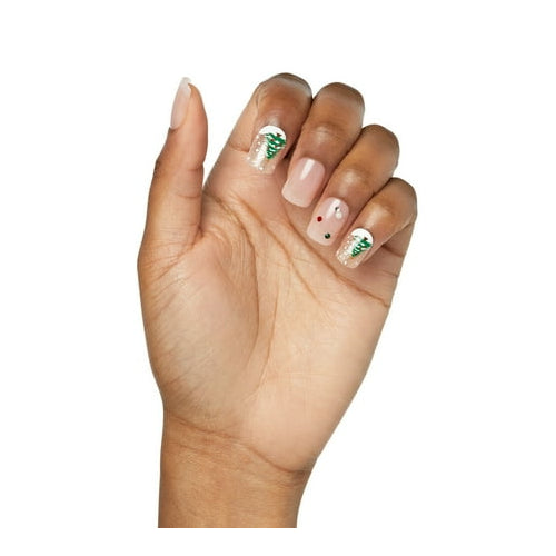 KISS Voguish Fantasy Holiday Press-On Nails, Marshmallow, Nude, Short Length, Square Shaped, 28 Ct.