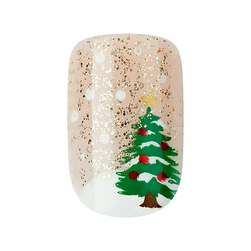 KISS Voguish Fantasy Holiday Press-On Nails, Marshmallow, Nude, Short Length, Square Shaped, 28 Ct.