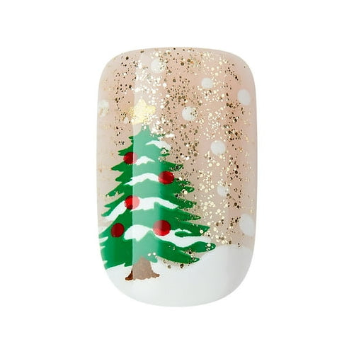 KISS Voguish Fantasy Holiday Press-On Nails, Marshmallow, Nude, Short Length, Square Shaped, 28 Ct.