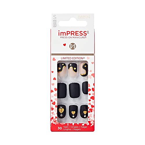 KISS imPRESS Press-On Manicure Limited Edition Valentine Nails, ‘Heart Beat’, 30 Count