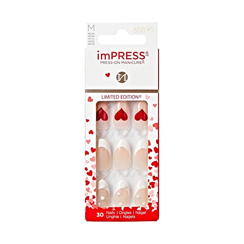 KISS imPRESS Press-On Manicure Limited Edition Valentine Nails, ‘Love Like This’, 30 Count