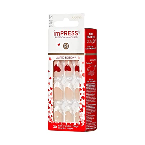 KISS imPRESS Press-On Manicure Limited Edition Valentine Nails, ‘Love Like This’, 30 Count