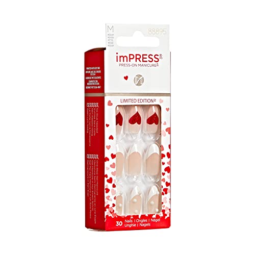 KISS imPRESS Press-On Manicure Limited Edition Valentine Nails, ‘Love Like This’, 30 Count
