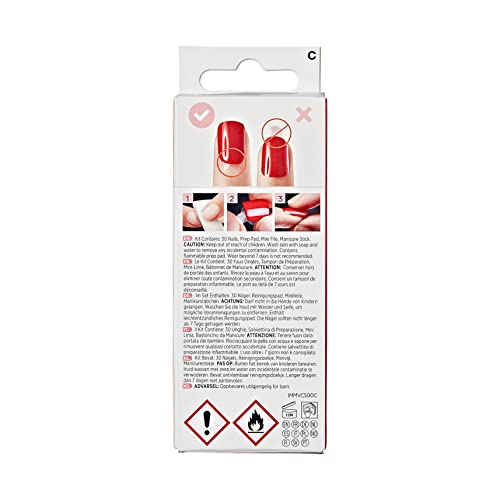 KISS imPRESS Press-On Manicure Limited Edition Valentine Nails, ‘Love Like This’, 30 Count