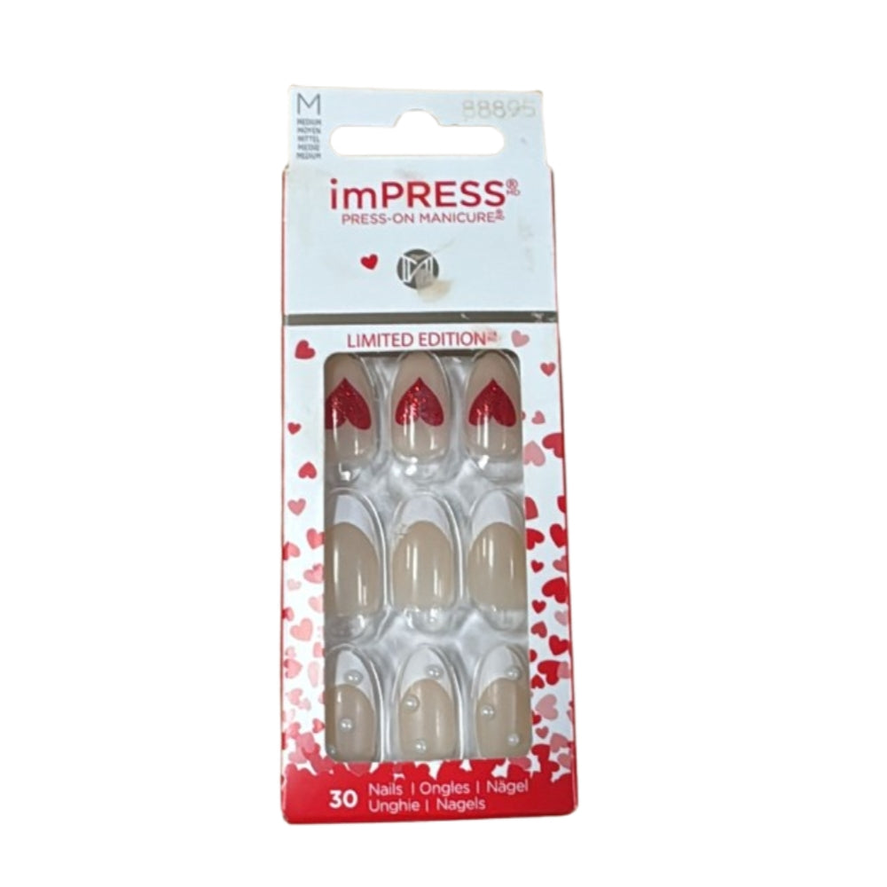 KISS imPRESS Press-On Manicure Limited Edition Valentine Nails, ‘Love Like This’, 30 Count