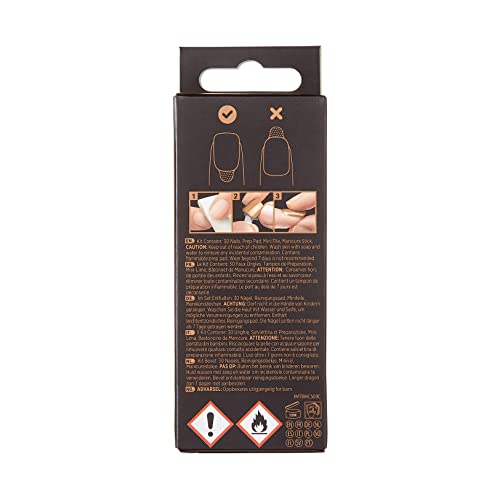 KISS TOM BACHIK x imPRESS Press-On Manicure Nail Kit, Style "Celebration" Medium Coffin White French Press-On Nails, Includes Prep Pad, Mini Nail File, Cuticle Stick, & 30 Fake Nails