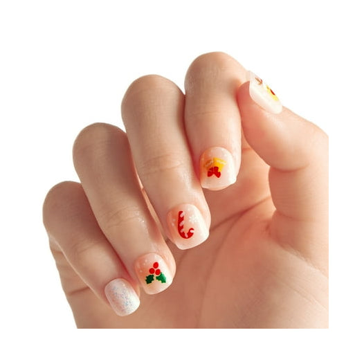 KISS imPRESS Holiday Press on Nails, Cozy Hugs, Pink, Kids Squoval, 20 Count