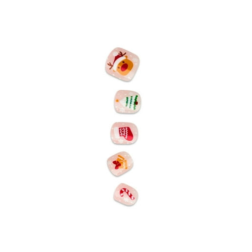 KISS imPRESS Holiday Press on Nails, Cozy Hugs, Pink, Kids Squoval, 20 Count