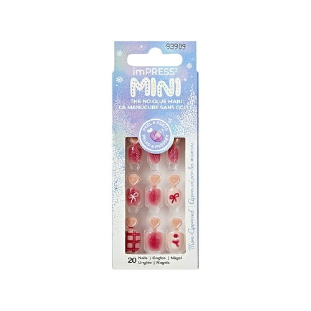 KISS imPRESS Holiday Press on Nails, Oh So Cute, Pink, Kids Squoval, 20 Count