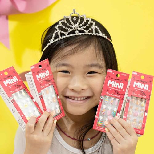 KISS imPRESS Mini Press-On Nails Manicure for Kids, Spring Nail Art, Polka Dot Design, Beginner Nail Art Set with Nail File & 20 Fake Nails