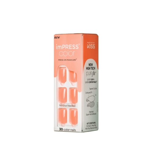 KISS imPRESS Color Press-On Nails, 'Orange Squeeze', 30 nails