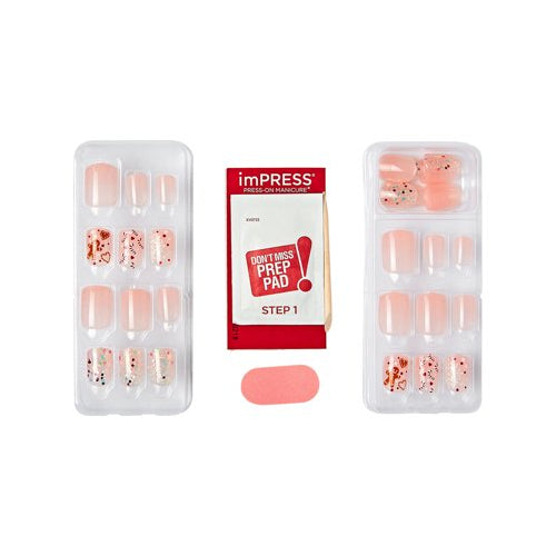 imPRESS Holiday Press-On Nails, Snowy Village, Neutral, Short, Square Shape, 30 Ct.