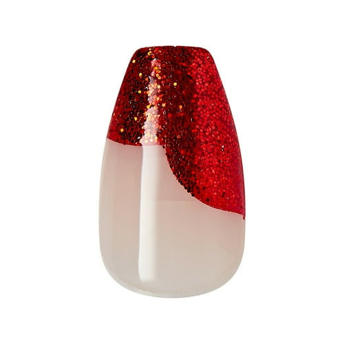 imPRESS Holiday Press-On Nails, Heartfelt, White, Medium Length, Coffin Shape, 30 Ct.