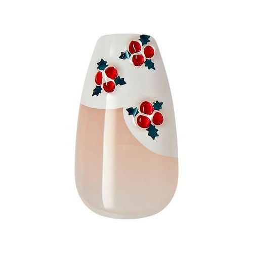 imPRESS Holiday Press-On Nails, Heartfelt, White, Medium Length, Coffin Shape, 30 Ct.