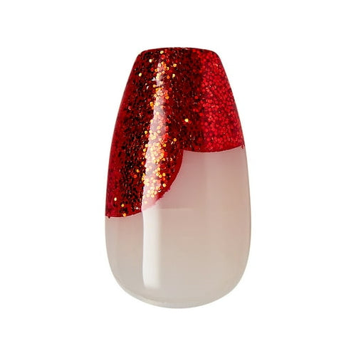 imPRESS Holiday Press-On Nails, Heartfelt, White, Medium Length, Coffin Shape, 30 Ct.