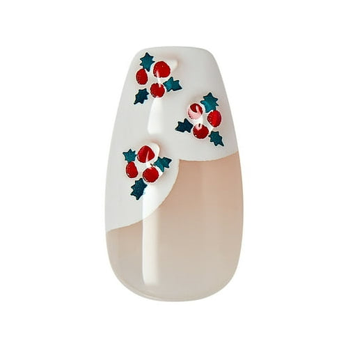 imPRESS Holiday Press-On Nails, Heartfelt, White, Medium Length, Coffin Shape, 30 Ct.