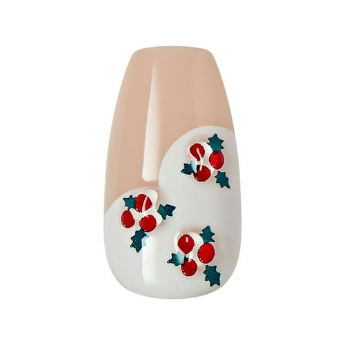 imPRESS Holiday Press-On Nails, Heartfelt, White, Medium Length, Coffin Shape, 30 Ct.