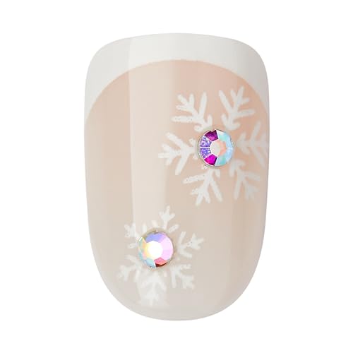 imPRESS imPRESS Design Press-On Nails, Jolly Holiday, Neutral, Short Size, Squoval Shape, 30 Nails, Prep Pad, Instructions Sheet, 1 Manicure Stick, 1 Mini File