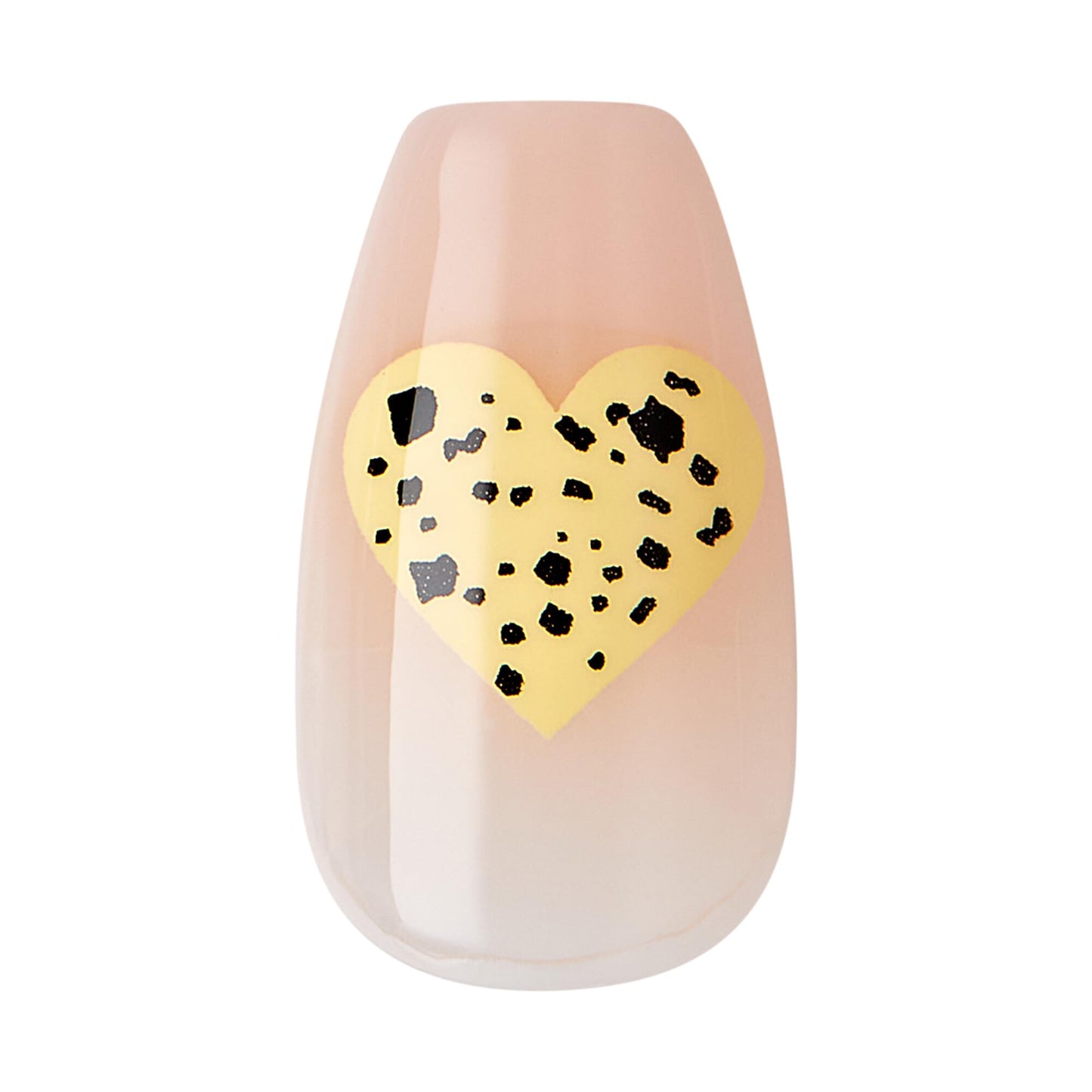 KISS imPRESS No Glue Mani 30 Pcs Press On Nails, Light Neutral, Heart Design Nail, Medium Size, Coffin Shape, Simple Peel & Press Easy Apply, Hassel-Free Removal, Essential Tools Included