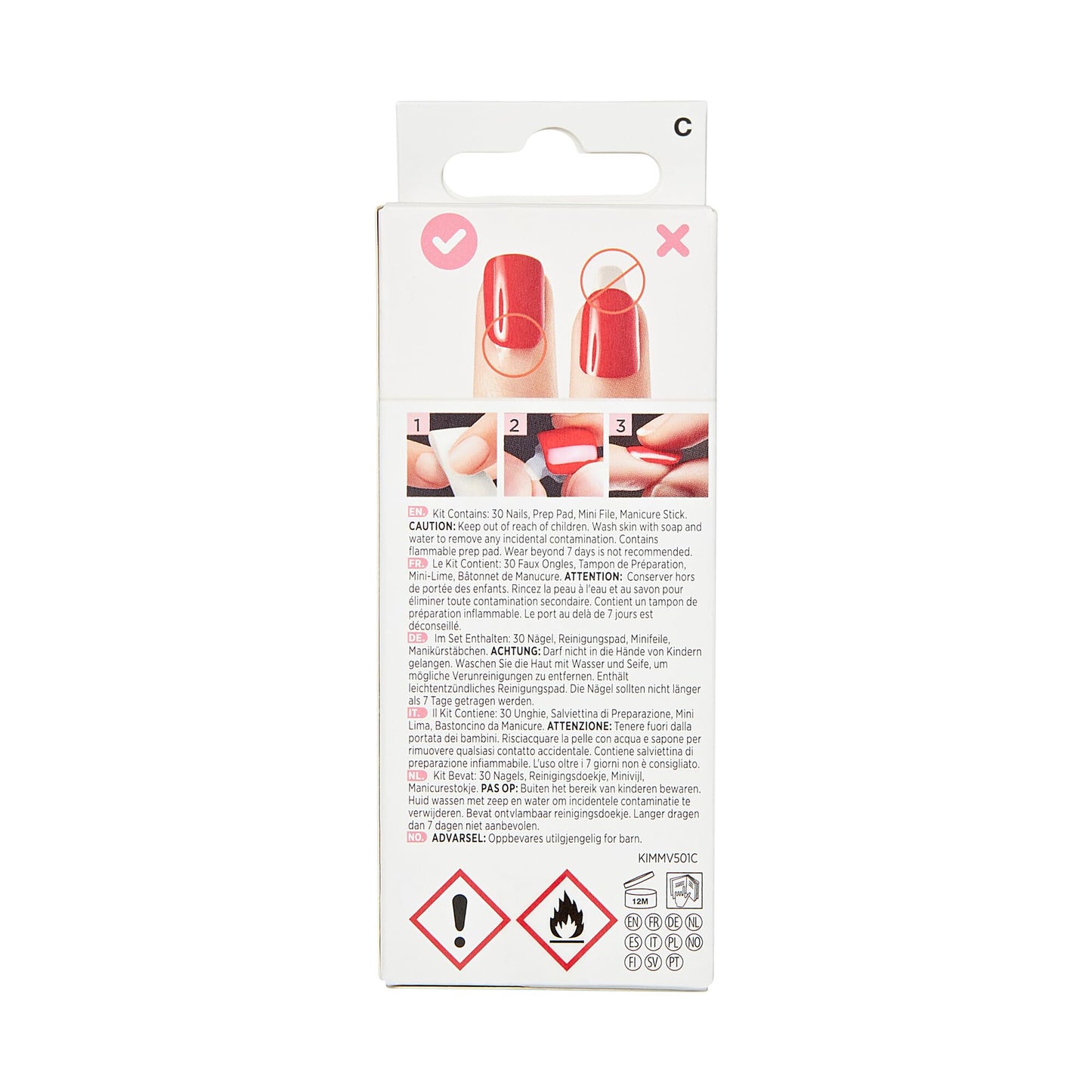 KISS imPRESS No Glue Mani 30 Pcs Press On Nails, Light Neutral, Heart Design Nail, Medium Size, Coffin Shape, Simple Peel & Press Easy Apply, Hassel-Free Removal, Essential Tools Included