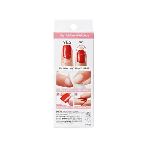 KISS imPRESS 'Vision' Press-On Nails, Deep Red, Medium Length, Almond Shape, 30 Ct.