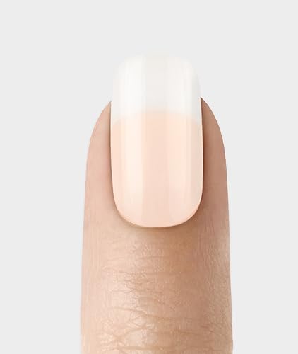 KISS Salon Acrylic Press On Nails, Nail glue included, 'Cashmere', French, Medium Size, Squoval Shape, Includes 28 Nails, 2g Glue, 1 Manicure Stick, 1 Mini file