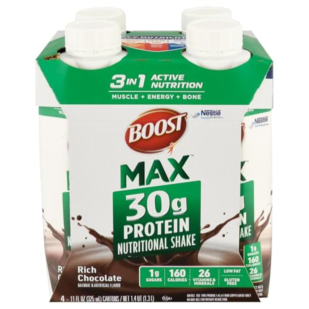 Boost, Max Protein Nutritional Shake Rich Chocolate, 44 Fl Oz, 4 Counts
