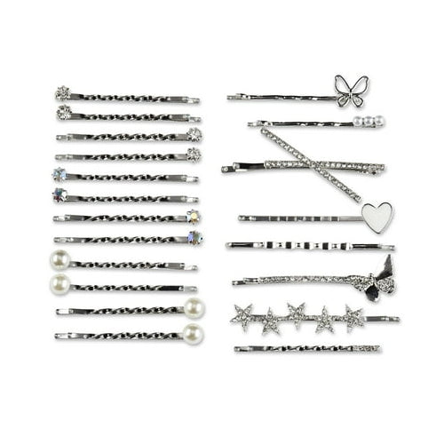 Scunci Pearl and Crystal Embellishment Bobby Pins, Silver, 20 Count