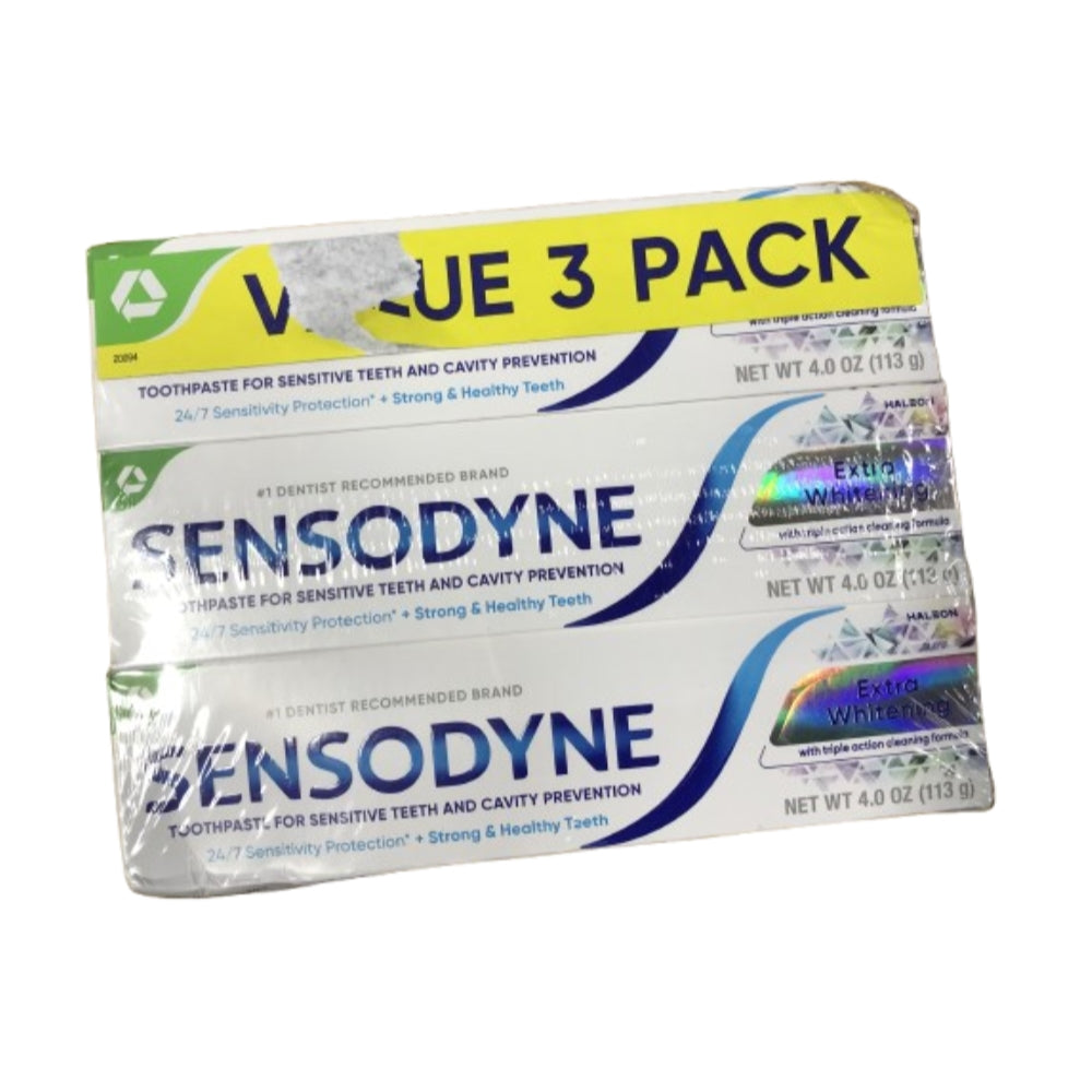 Sensodyne Extra Whitening Sensitive Toothpaste, Mint, 4 Oz, 3 Pack, for Adults