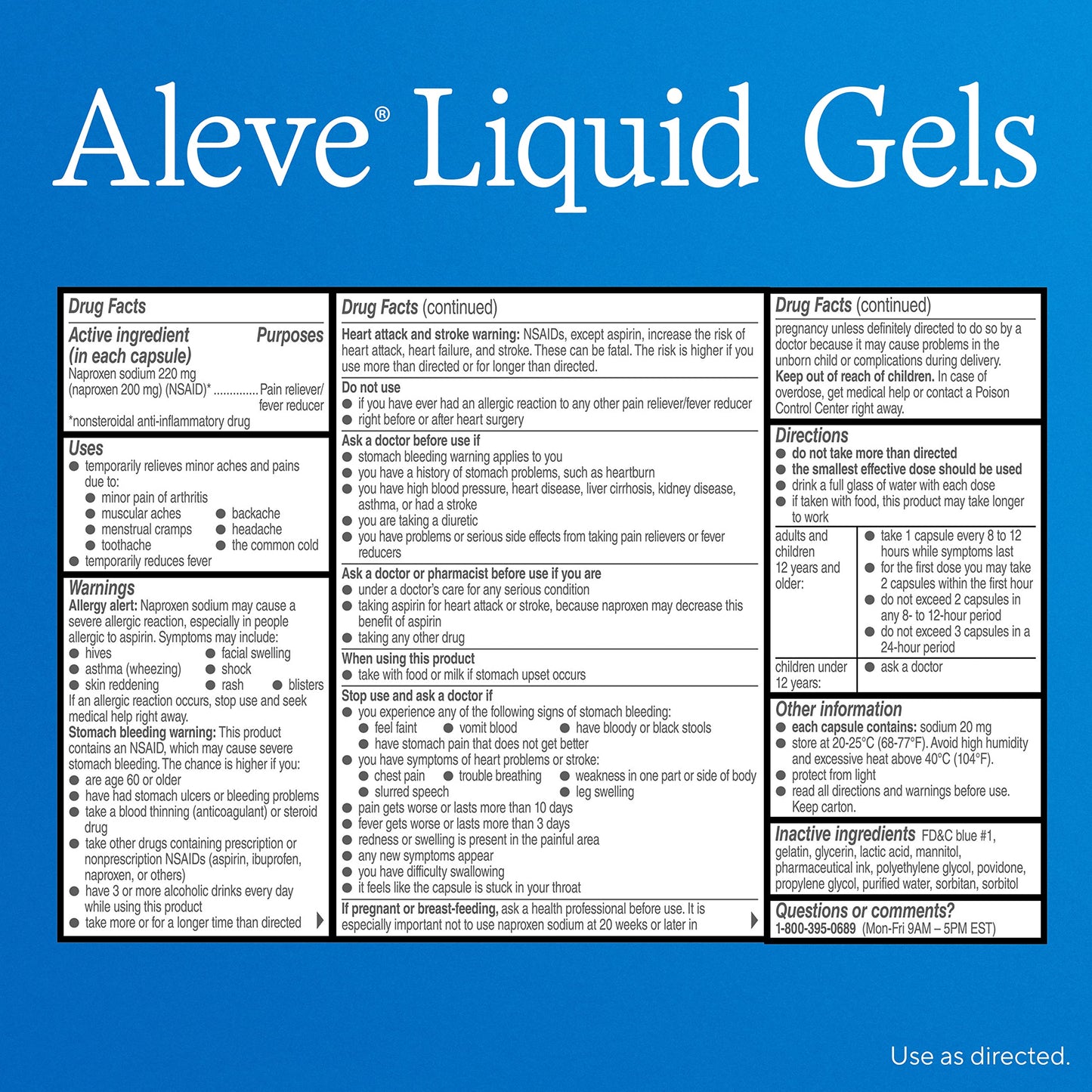 Aleve Pain Reliever & Fever Reducer Liquid Gels, Naproxen Sodium, Pain Relief, 80 Count