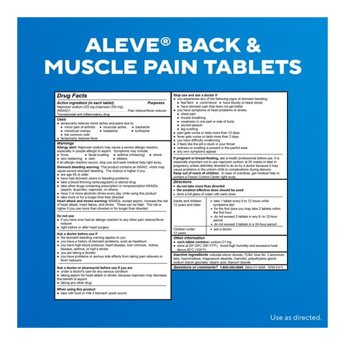 Aleve Back & Muscle Pain Reliever Naproxen Sodium Tablets, 90 Count