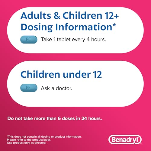 Benadryl Allergy Plus Congestion Ultratabs, Medicine with Diphenhydramine HCl Antihistamine & Phenylephrine HCl Nasal Decongestant, Allergy & Sinus Congestion Relief Tablets, 24 ct