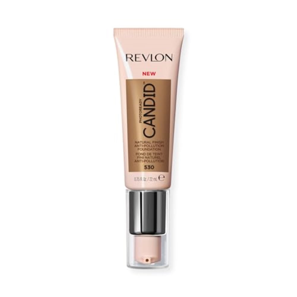 Revlon PhotoReady Candid Natural Finish Foundation, with Anti-Pollution, Antioxidant, Anti-Blue Light Ingredients, 530 Pecan, 0.75 fl. oz.