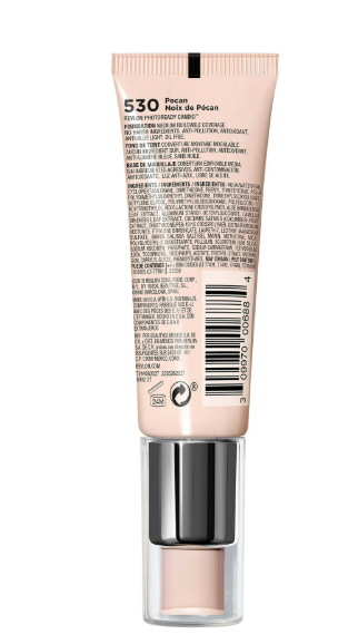 Revlon PhotoReady Candid Natural Finish Foundation, with Anti-Pollution, Antioxidant, Anti-Blue Light Ingredients, 530 Pecan, 0.75 fl. oz.