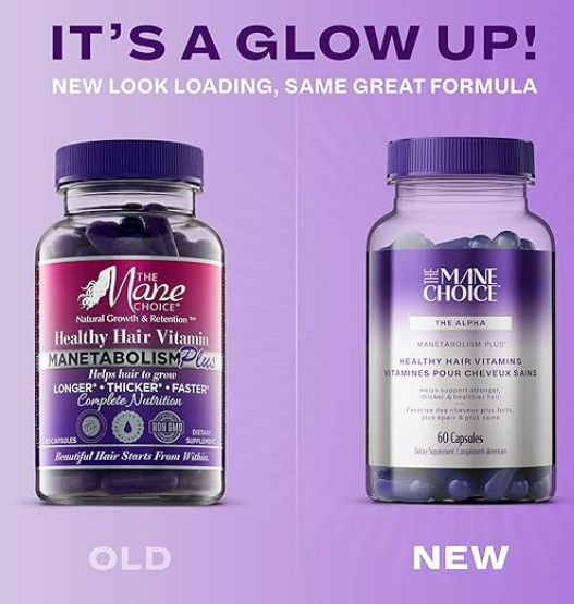 The Mane Choice MANETABOLISM Plus Healthy Hair Growth Vitamins - Supplements for Longer, Thicker, Healthier Hair - Hair Skin & Nails Vitamins for Women & Men (60 Capsules) Packaging May Vary