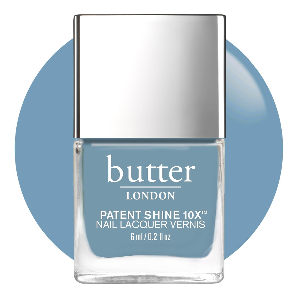 butter LONDON Patent Shine 10X Nail Lacquer Polish, Waterloo Blue - Gel-Like Finish & Chip-Resistant Nail Lacquer Helps Protects & Strengthens Nails - Vegan & Cruelty-Free