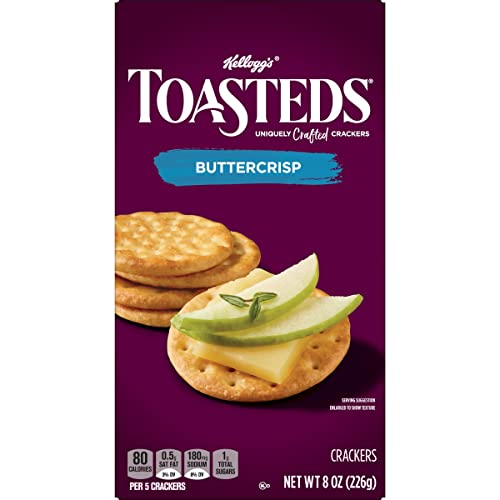 Toasteds Crackers, Party Snacks, Lunch Snacks, Classic Buttercrisp, 8oz Box (1 Box)